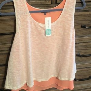 Atwood split back top coral color white overlay